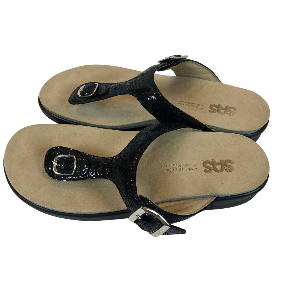 SAS Sanibel T- Strap Slide Sandals Black Size 10 M - Picture 2 of 9